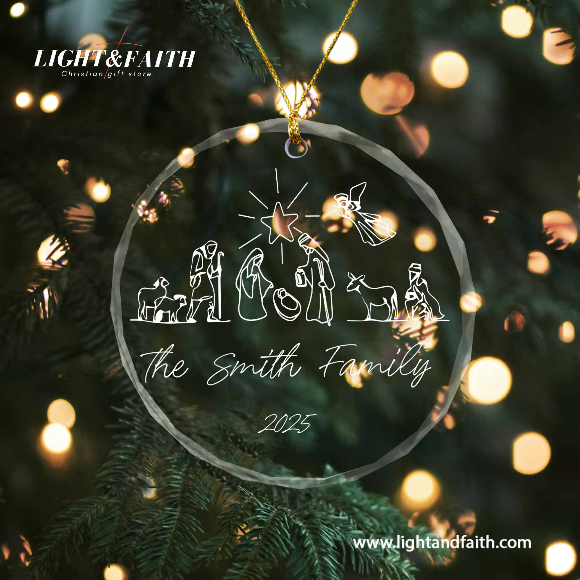 Personalized Nativity Glass Ornament 2025, Custom Family Name Ornament, Holy Family Christmas Decor, Christian Faith Gift, Religious Tree Decoration DCLAF55